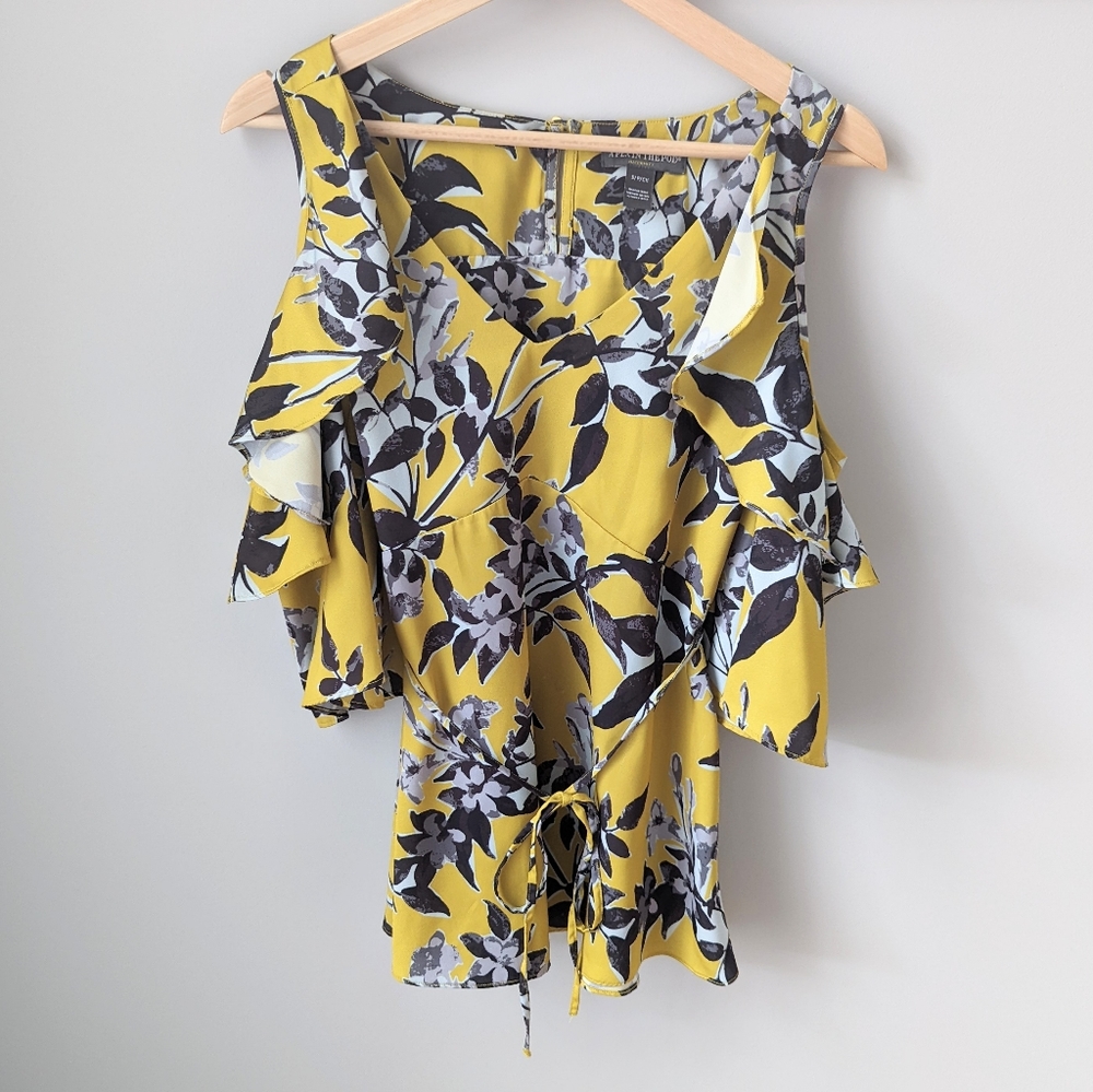 A Pea in the Pod Cold Shoulder Patterned Top